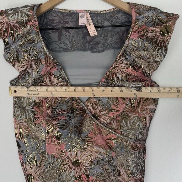 Victorias Secret Bodysuit Womens Large Pink Metallic Sheer Brocade Coquette NEW - Picture 15 of 16
